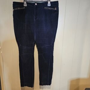 Ralph Lauren L-RL Navy Corduroy Stretch Pants | Size 16 | Luxe Comfort & Style